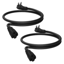 3 Ft Flat Plug Extension Cord 16 AWG 3 Prong Grounded Black Low Profile Exten...