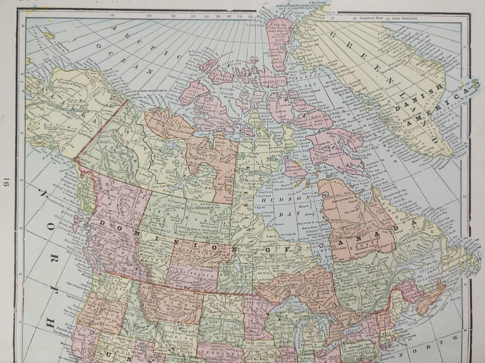 Vintage 1900 NORTH AMERICA Map 14"x22" ~ Old Antique Original USA CANADA MEXICO - Image 3 of 4