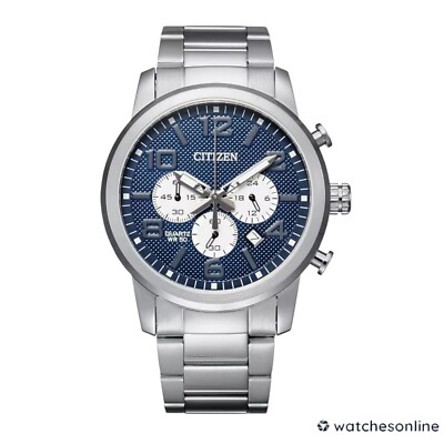Citizen Men's Watch AN8050-51M Quartz Blue Dial Chronograph Silver Steel 42mm