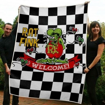 Welcome Retro Hot Rod Monster Flannel Blanket Cozy Throw Gift