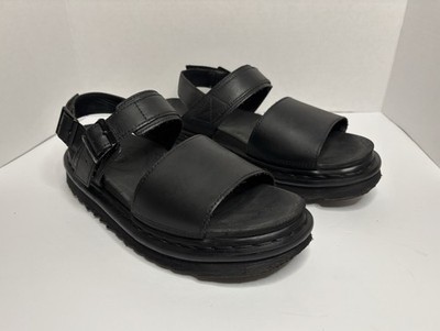Dr. Martens Women s Voss Black Leather Buckle Strap Sandal Size 10