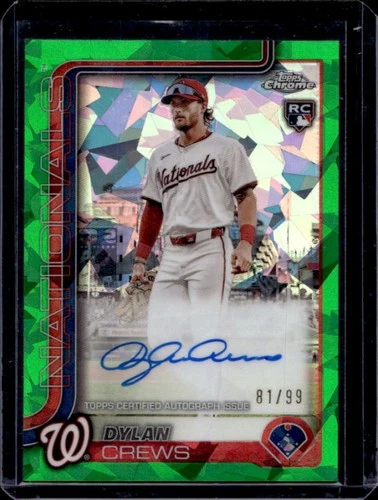 2025 Topps Chrome Update Sapphire Dylan Crews Auto RC Green Refractor #81/99