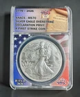 2026 OVERSTRIKE DECLARATION PRIV ANACS MS70 Silver Eagle Dual Dated Daniel Carr