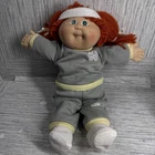 Vintage Cabbage Patch Red Hair Doll w/ Striped Joggers &  Visor 1970-80’s