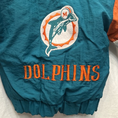 Vintage Starter Miami Dolphins Youth Small NFL Pullover Jacket Teal Orange READ - Picture 10 of 14
