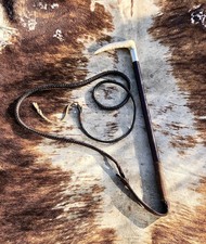 Antique Edwardian SWAINE London 8 Foot Leather Fox Hunting Whip Stag Horn c1910