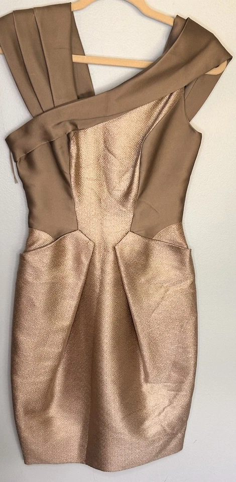 Vestido dorado mezcla seda J Mendel Foto 4 de 4