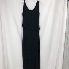 Tahari Women Maxi Tank Dress Black Sleeveless Scoop Neck Pullover Ruched Size M