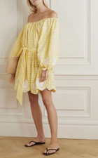 Innika Choo Dress Size 3 AU 16+ US 12+ Gingham Yellow Embroidered Smock Boho