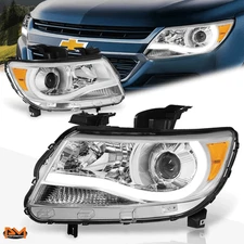 For 15-23 Chevy Colorado LED DRL U-Strip Projector Headlight/Lamp Chrome/Amber