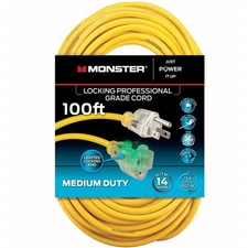 Monster Just Power It Up Outdoor 100 ft. L Yellow Extension Cord 14/3 SJTW