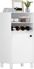Credenza Da Cucina Con Portabottiglie per 5 Bottiglie, Libreria Chiusa Anta Bian