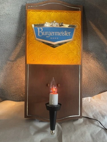 Vintage 1965 Lighted Burgermeister Beer Sign 24 inches Tall