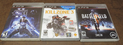 Sony PlayStation 3 Lot of 3 Killzone 3 Battlefield Star Wars Force Unleashed II