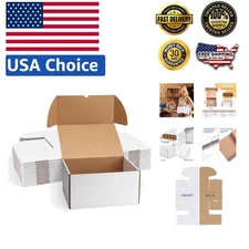 Durable 12x10x6 Corrugated Mailer Boxes - Set of 15 White Gift Packaging