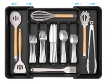 Extra Large Expandable Silverware Organizer BPA-Free Food-Safe Cutlery Flatware