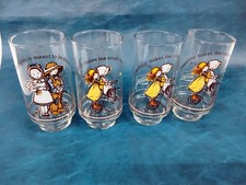4 VTG Holly Hobbie HAPPY TALK Coca-Cola Collector Drinking Glasses