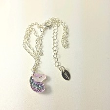 Claires Unicorn Necklace Acrylic Glitter Silvertone 12" 3" ext Youth