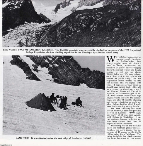 THE AMPLEFORTH COLLEGE HIMALYAN EXPEDITION: SCHOOLBOYS ON KOLAHOI. SEVERAL PICTU