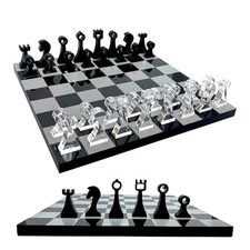 Luxury 10″ Lucite Travel Chess Set – Clear Acrylic Board with Storage Case