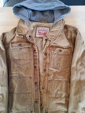 Levi Strauss Winter Jacket Lined Hoodie Zipper Brown Sherpa Small