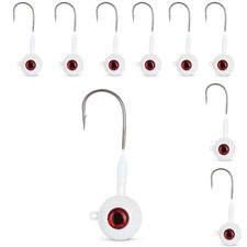 UMT 10 Pack Fluke Bucktail Jig 3oz Pearl White, Ultra Sharp 6/0 Mustad Hook, ...