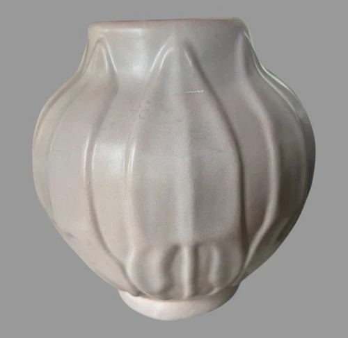 Vintage Van Briggle Bulbous Art Pottery Embossed Leaf Decorated Vase