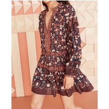 Ulla Johnson Marigold Floral Cotton Tassel Mini Dress Size 4