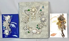 Rhinestone Jewelry Art & Collage Art 3 pieces mixed media