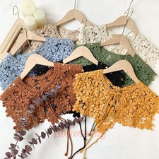 Women Lace Up Cropped Top Crochet Shawl Cape Cloak Hollow Floral Cover Up Summer