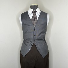 Mens Suit Vest Medium Gray 38" Formal Waistcoat