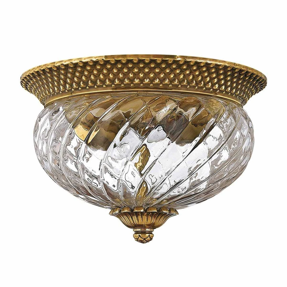 Deckenleuchte rund Messing Glas 2x E27 D: 30,5 cm Deckenlampe Wohnzimmer Flur - Bild 1 von 4