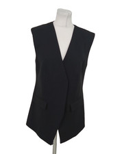 M&S Women's Longline Waistcoat Black V-Neck Button Through Lined New