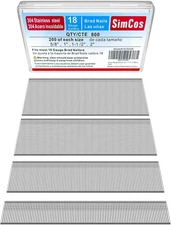 18 Gauge 304 Stainless Steel Brad Nails 18 GA Nail Gun 5/8+1+1-1/2+2 --800pcs 