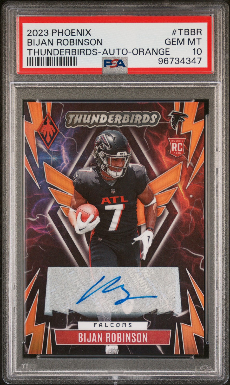 Bijan Robinson Panini Phoenix Thunderbirds #TBBR Autograph-Orange