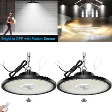 2 Pack 300W UFO LED High Bay Light with Motion Sensor Smart High Bay LED Light