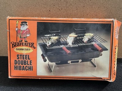 Stahl Doppel Hibachi - ''Beefeater'' Neu Vintage