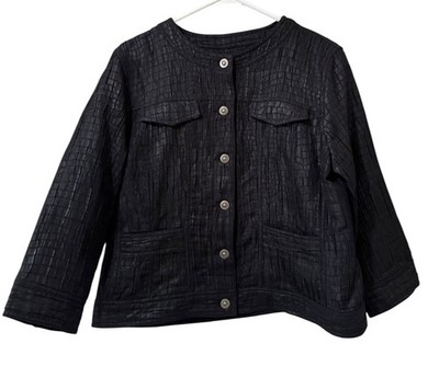 Ruby Rd Woman Size 12 Lightweight Button Down Jacket Metallic Office Career City