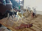MARX 60s Civil War Confederate Rebel HORSE & RIDERS LOT Figures Playset