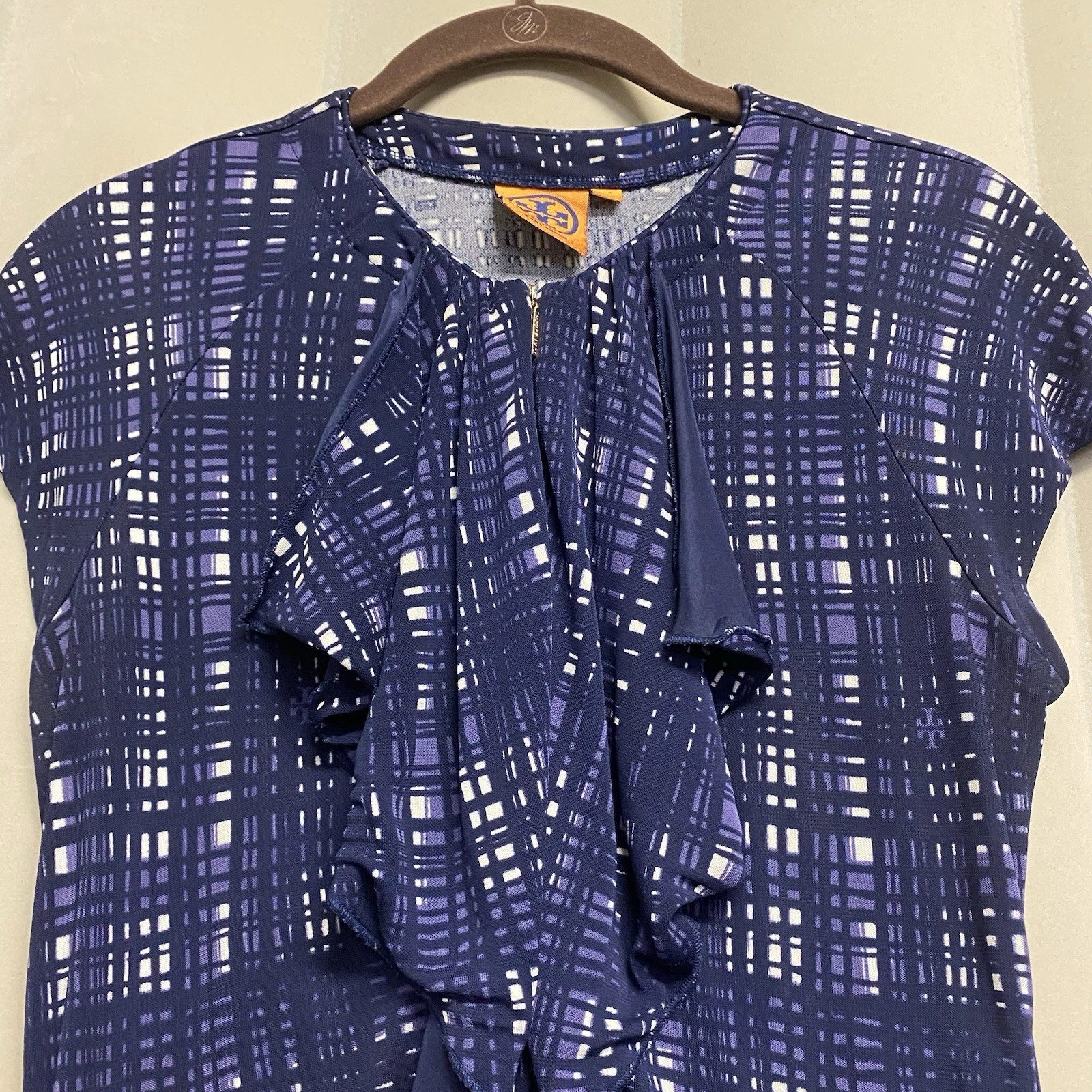 Abito donna Tory Burch Clementine XS a quadri con volant designer lusso femminile