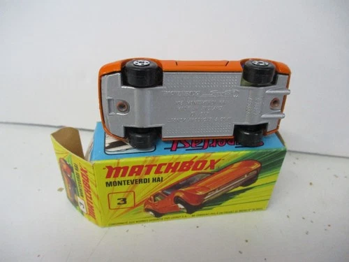 Matchbox Lesney Superfast SF3 Monteverdi Hai- orange, SILVER BASE, boxed