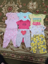 Baby Girls Sz Newborn Lot Of 3 Outfits, 9 Pieces