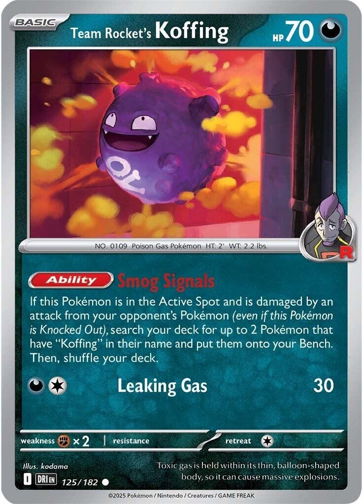 Team Rocket's Koffing 125/182 Destined Rivals Near Mint EN Pokemon
