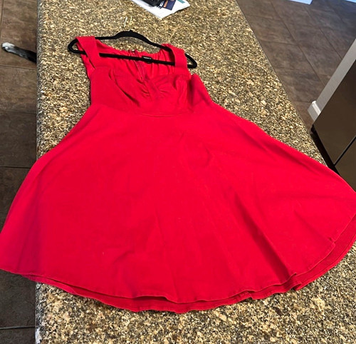 Torrid Red Solid Fit & Flare Square Neck Sleeveless Knee Length Dress 22