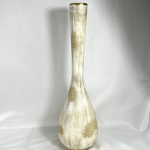 Royal Haeger Tweed Vase 15” Mid Century Modern Pottery 22K Gold Trim Vintage