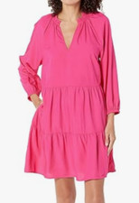 NEW The Drop Women's Ruffle-Neck Tiered Mini Dress Hot Pink Plus Size 5X