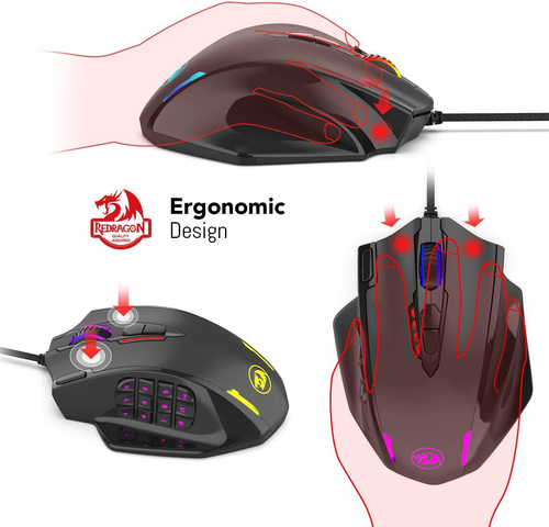 M908 Impact RGB LED MMO Mouse with Side Buttons Optical Wired Gaming Mouse - Picture 6 of 12