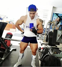 Mens Thin Dark Blue Spandex Bodybuilding Compression Booty Shorts Large