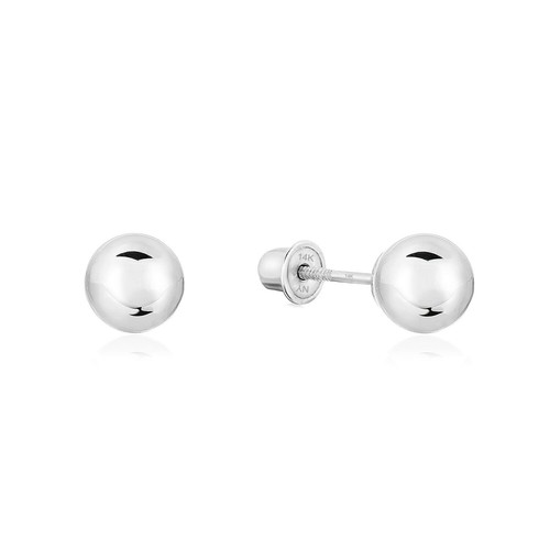 Set of 3! 14K Real Solid Gold Round Ball Bead Sleeper Studs Earrings Screw-back - Picture 7 of 12
