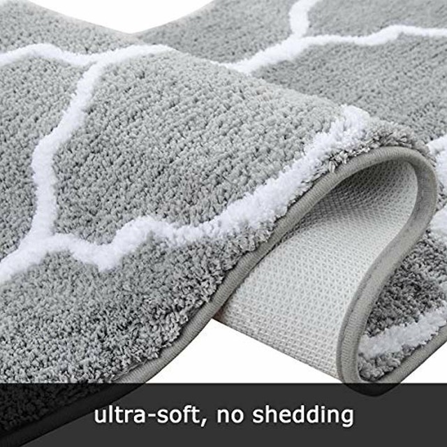 21 X 34 20x 20 White Soft Non Slip Plush Bath Mat And U Shaped